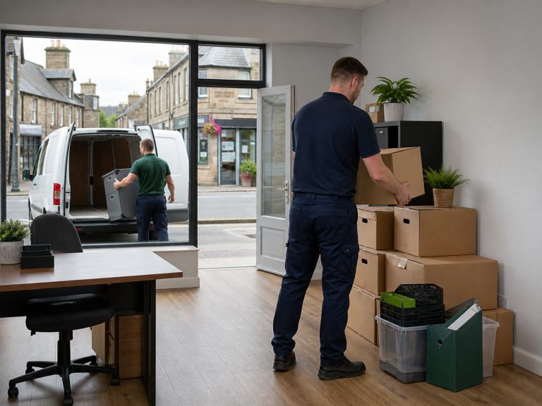 An office being cleared of furniture and equipment during a commercial clearance